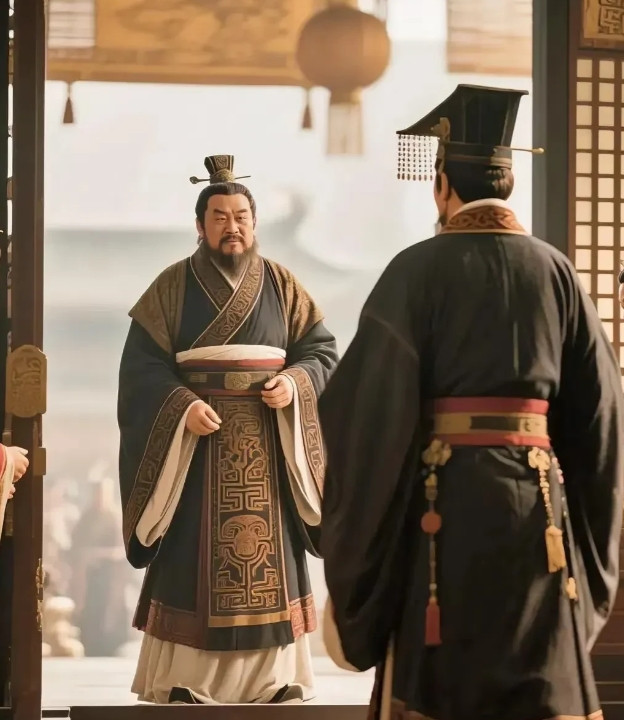 周勃有拥立之功，被封为右丞相，每次退朝，汉文帝总是恭敬地目送周勃离开。有一天，周