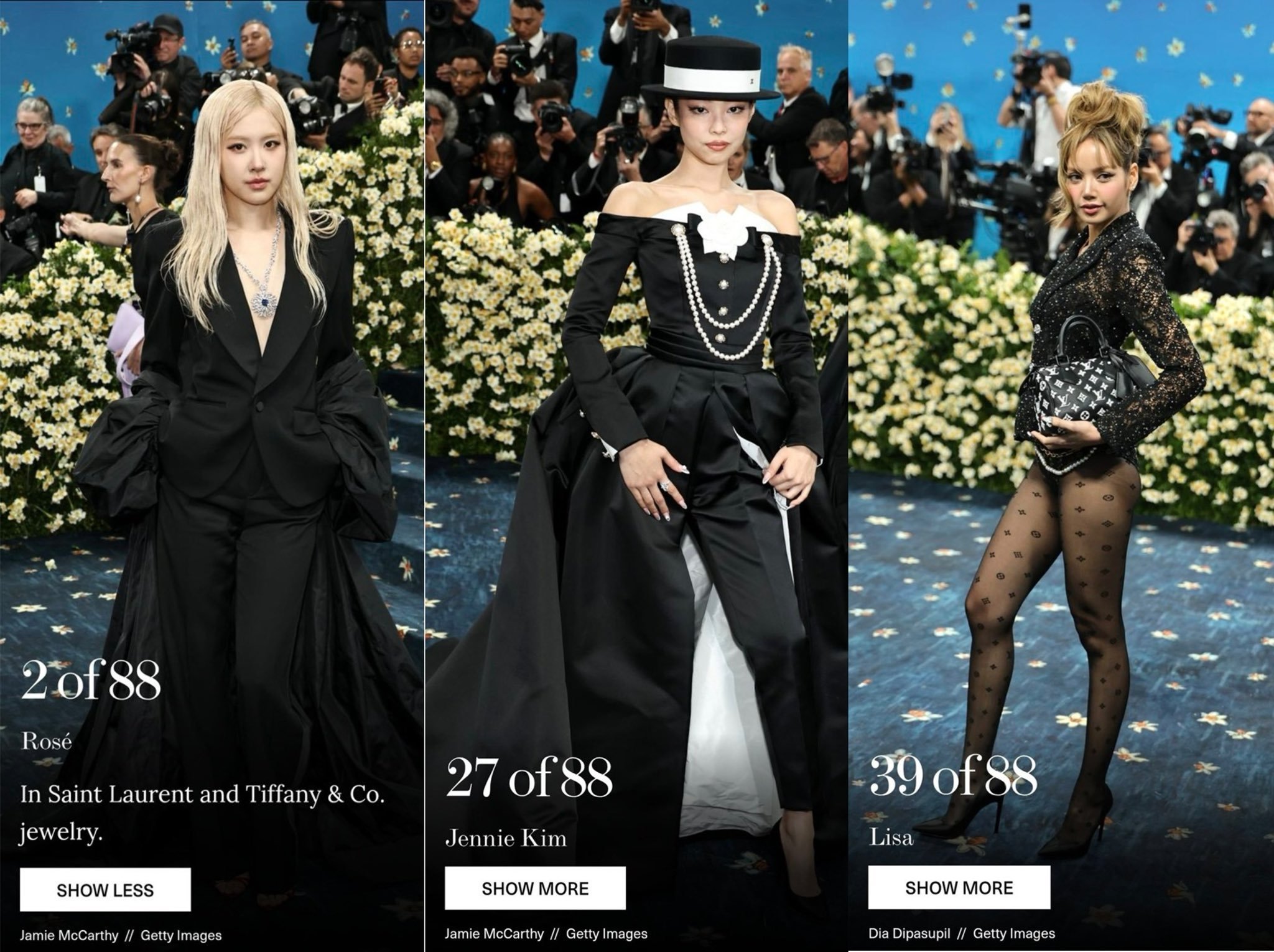 JennieLisa朴彩英metgala高光Jennie、Lisa、朴彩英出席