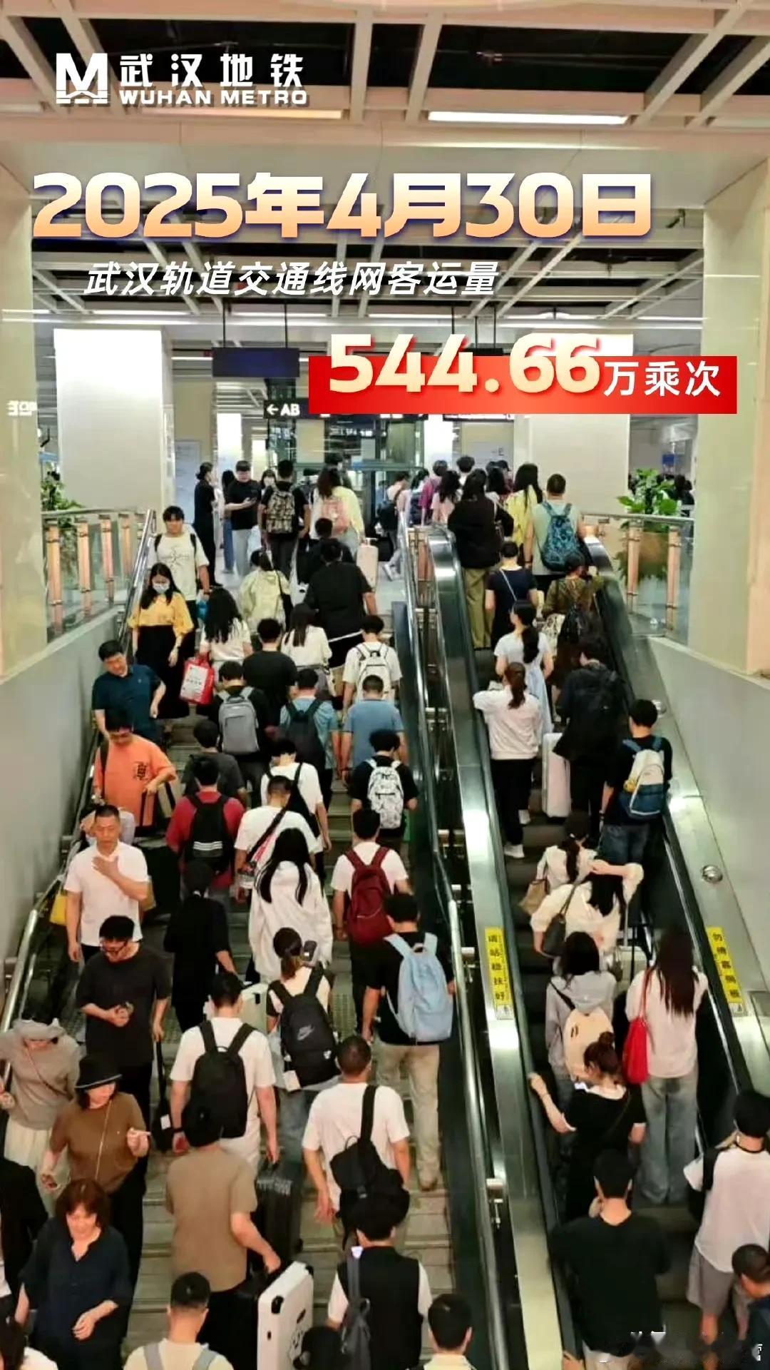 再破500万+！武汉地铁迎来五一客流高峰来自武汉地铁运营的消息4月30日，
