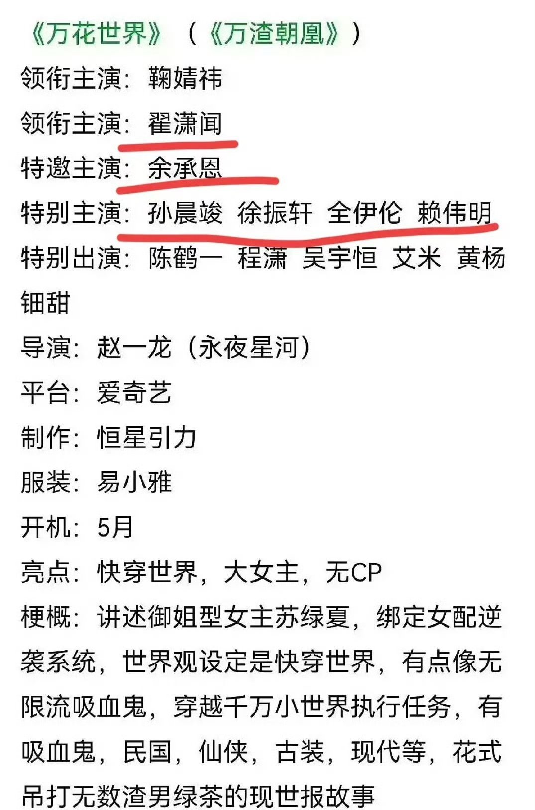 果然女主从热巴换成鞠婧祎，整个项目都降级了，一溜的男主竟然没几个认识的，只能靠鞠