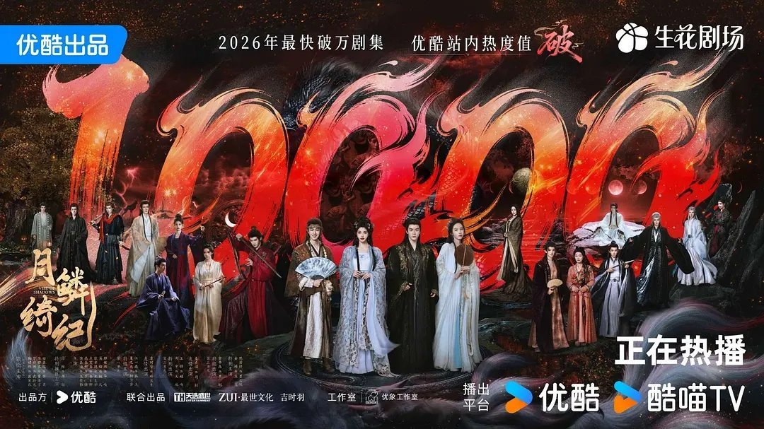 月鳞绮纪热度已经破万了。。。好牛啊！！！你认为这部剧是谁在扛？？月鳞绮纪优酷热度