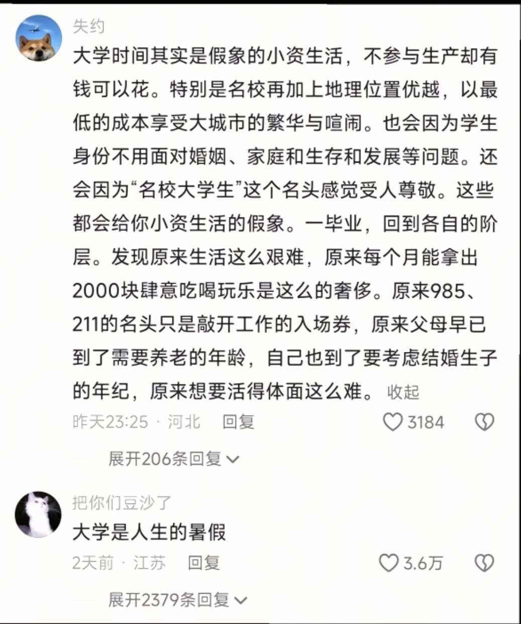 金句：大学是人生的暑假。👋👋​​​