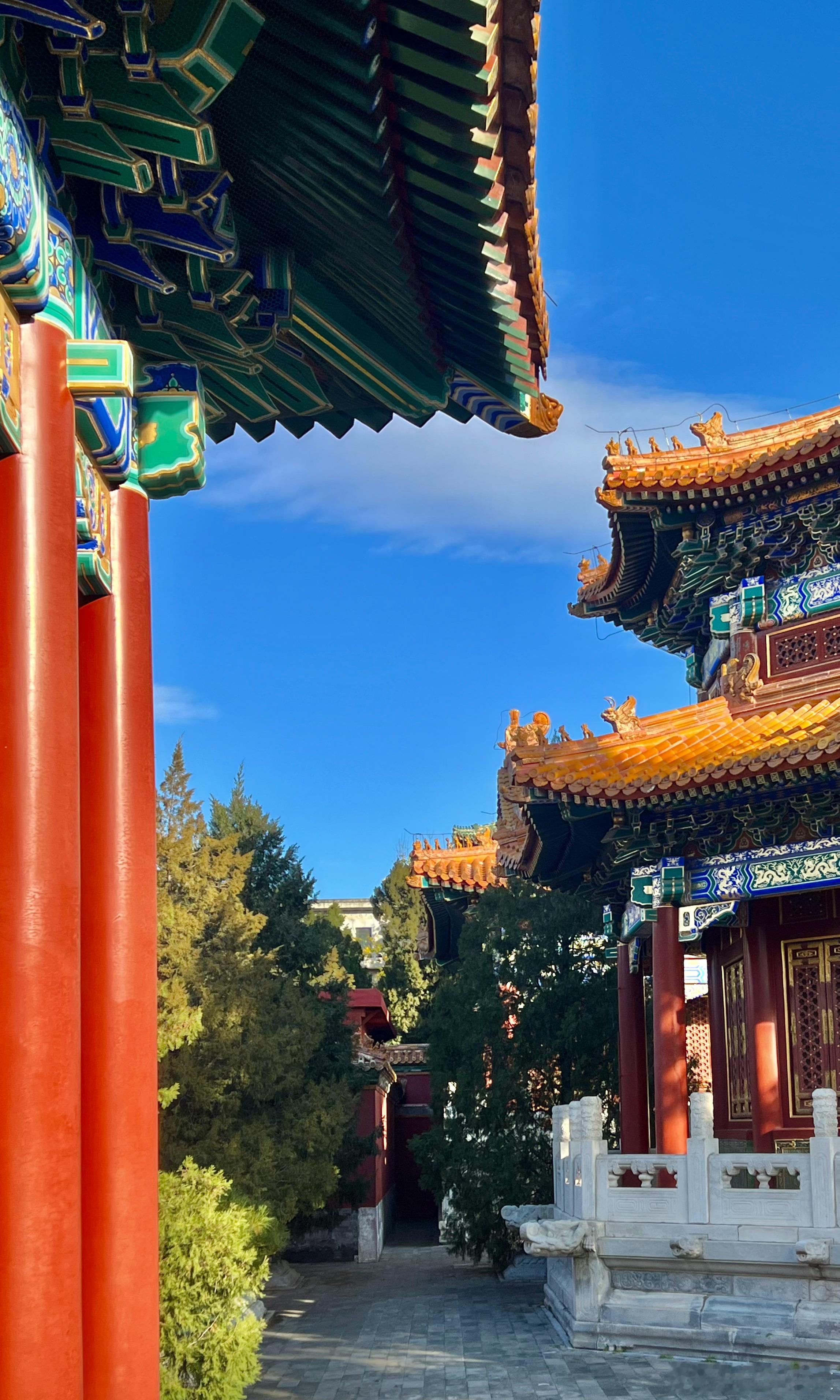  蓝天白云 北京景山公园 寿皇殿摄影