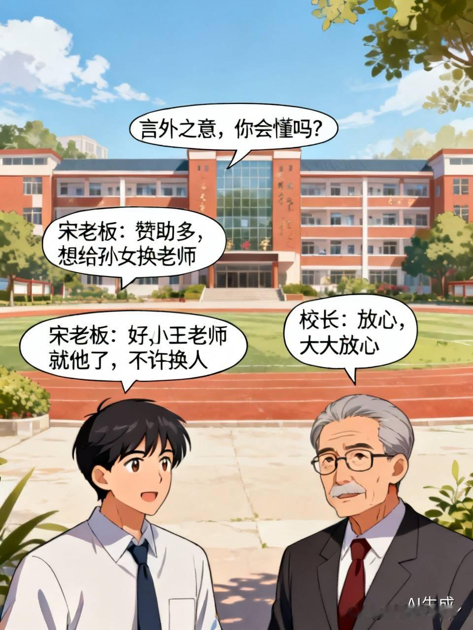 言外之意，你会懂吗？有一个姓宋的老板到学校，找但校长后说，徐校长，我问你，你们