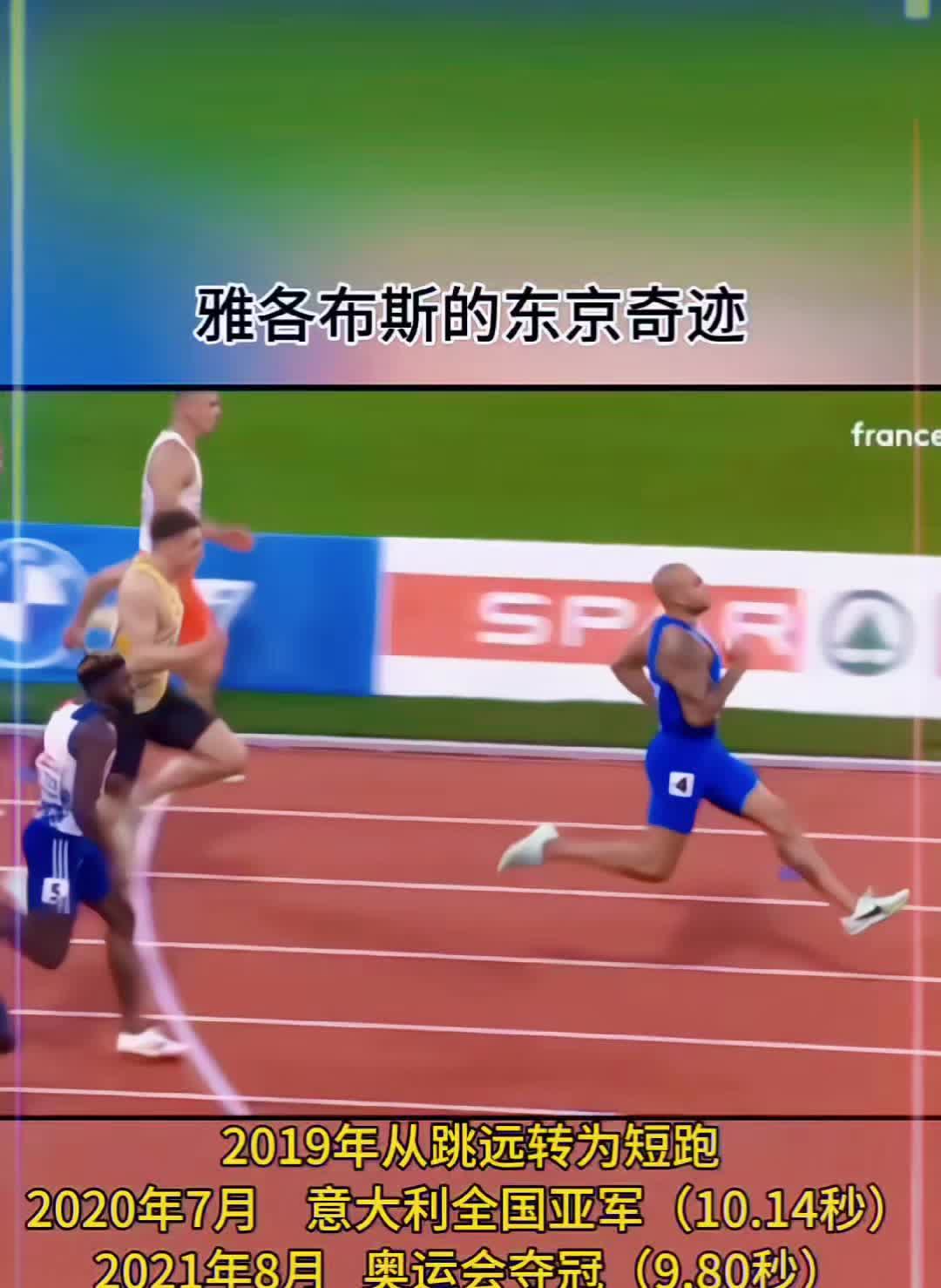 雅各布斯的东京奇迹。2019年从跳远转为短跑，2020年7月意大利全国亚军(