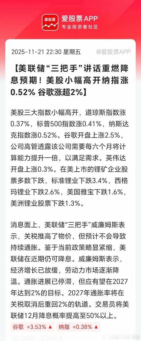 美股只大跌一天，美联储就出来改口“救市”。两大官员发声，存在进一步降息空间！消息