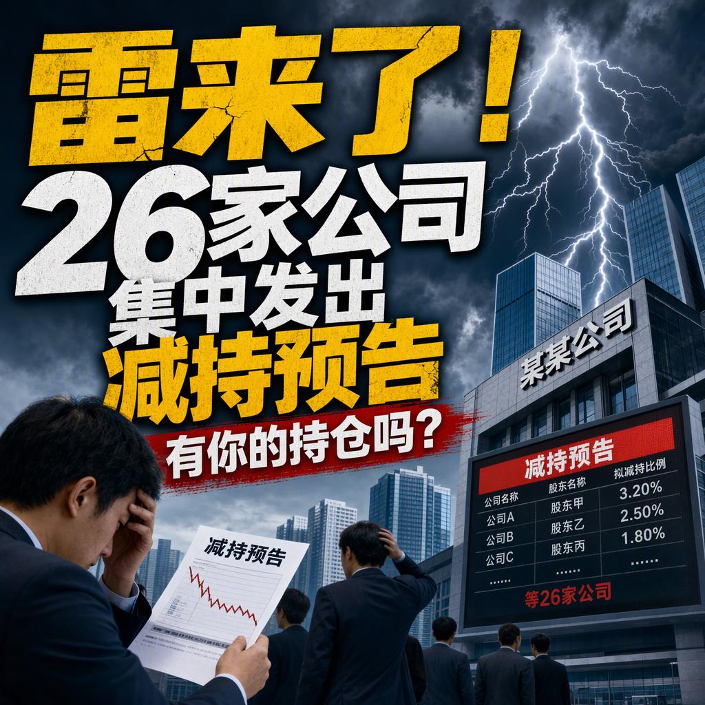 A股一次性抛出26家公司的减持预披露公告，很多人一看到就慌了。先弄清一件事。