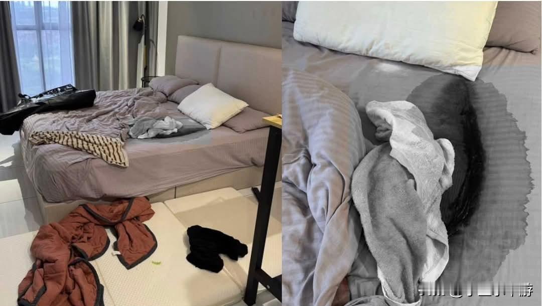 马来西亚一名民宿业主，在房客退房后，发现床褥和床单染有大量红色液体，宛如“血迹”