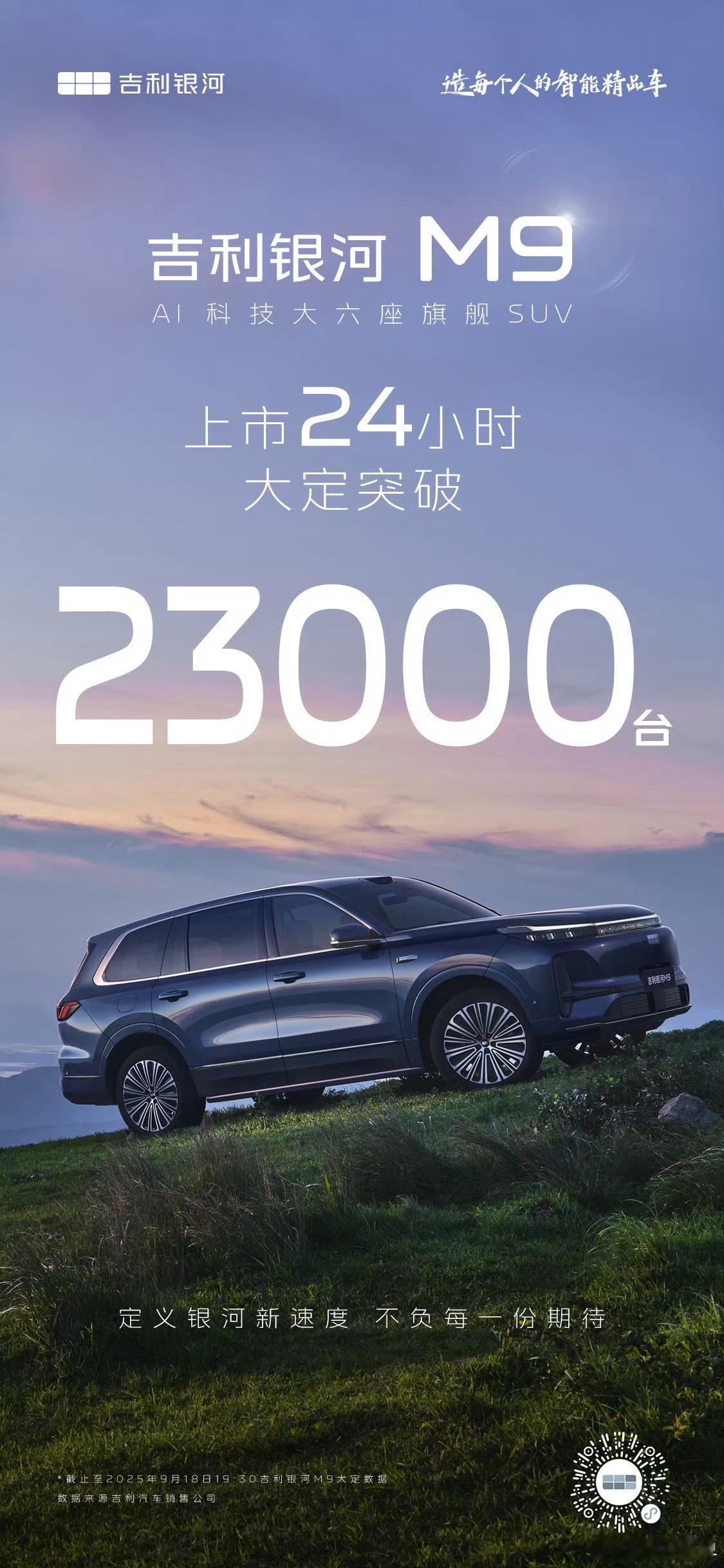 吉利银河M9「数据营销」来了，24小时大定超过23000台！8月底预售2