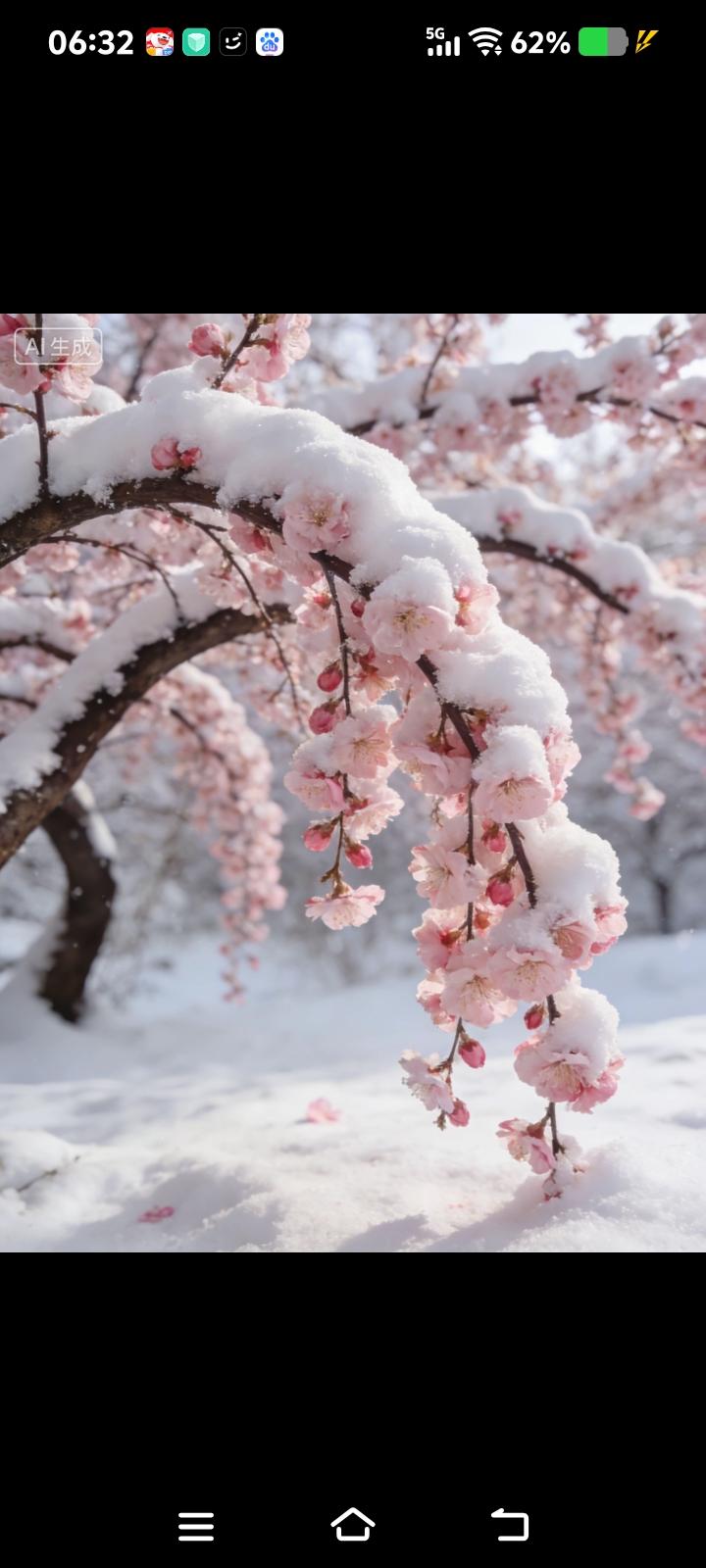 说一句带‘雪’的诗句3月里的桃花雪，雪把桃花枝压弯了！
