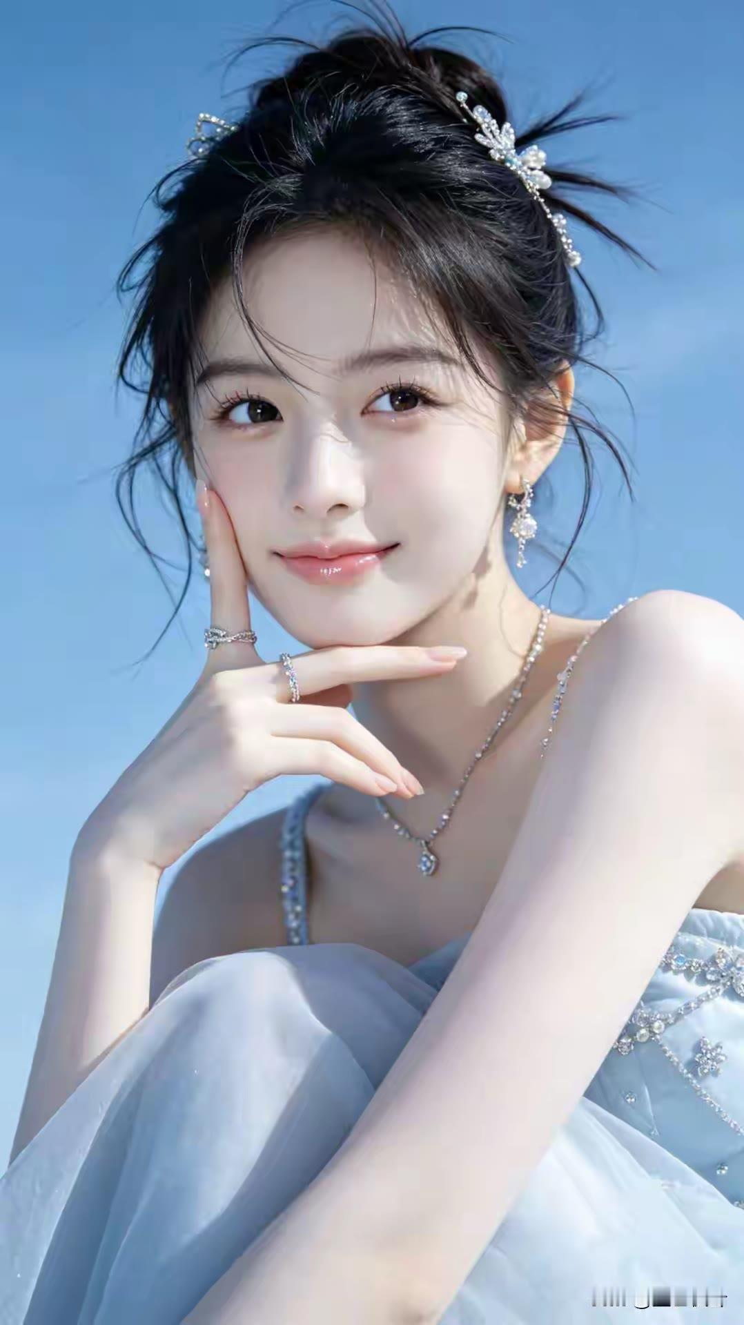 碧空如洗，玉人倚栏。