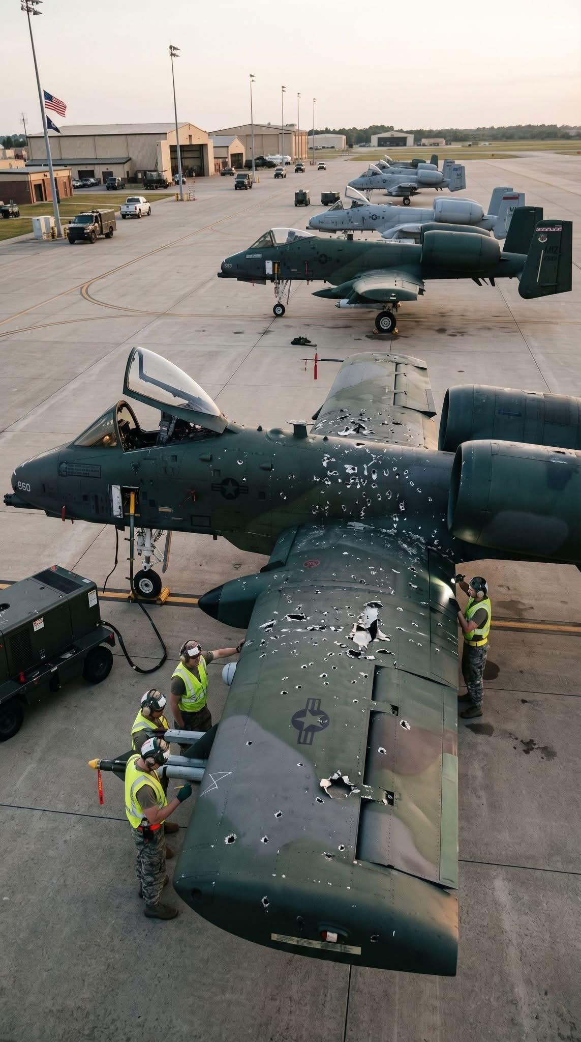 这张震撼的照片，完美诠释了A-10“雷电II”攻击机“飞行坦克”的称