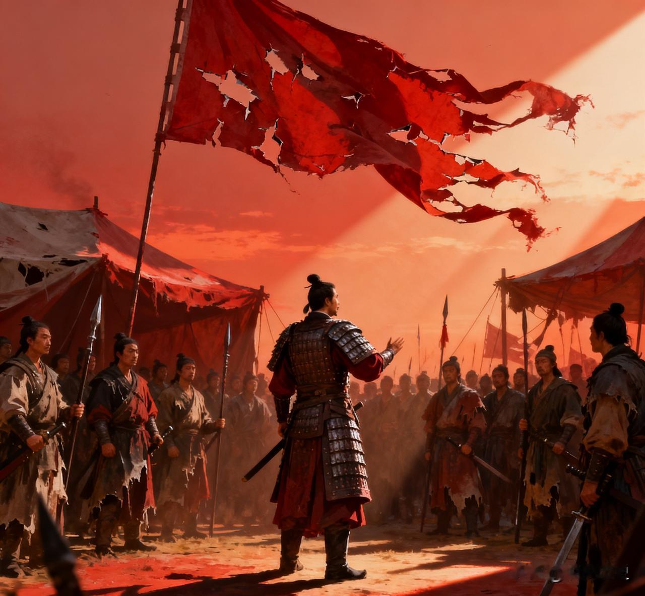 唐朝末年，一将军因战败被削去兵权，自知前途无望，于是对帐下五千死士说：跟我回乡，