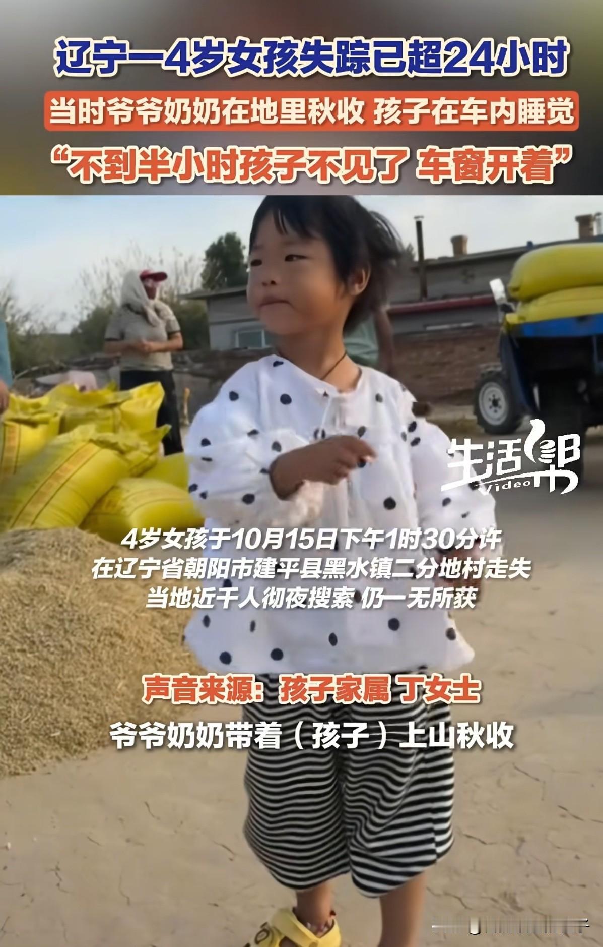 关于辽宁4岁女孩失踪这事儿，孩子的爸爸说了一句大实话，爸爸认为孩子应该不是走