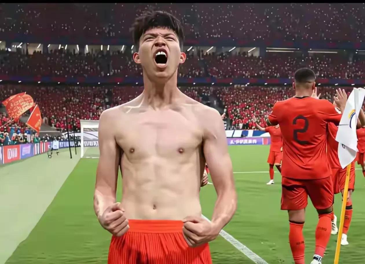 没有半点自知之明！6月10日，国足小将脱球衣庆祝，严重暴露自身的不足：没半点胸肌