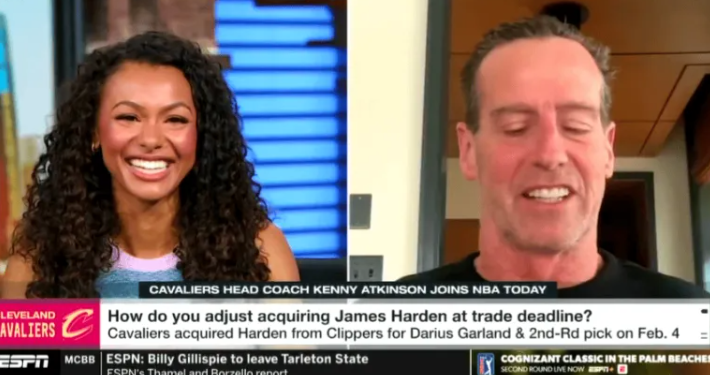 骑士主帅肯尼-阿特金森接受了ESPN采访，在接受采访时谈到詹姆斯-哈登：“顶级