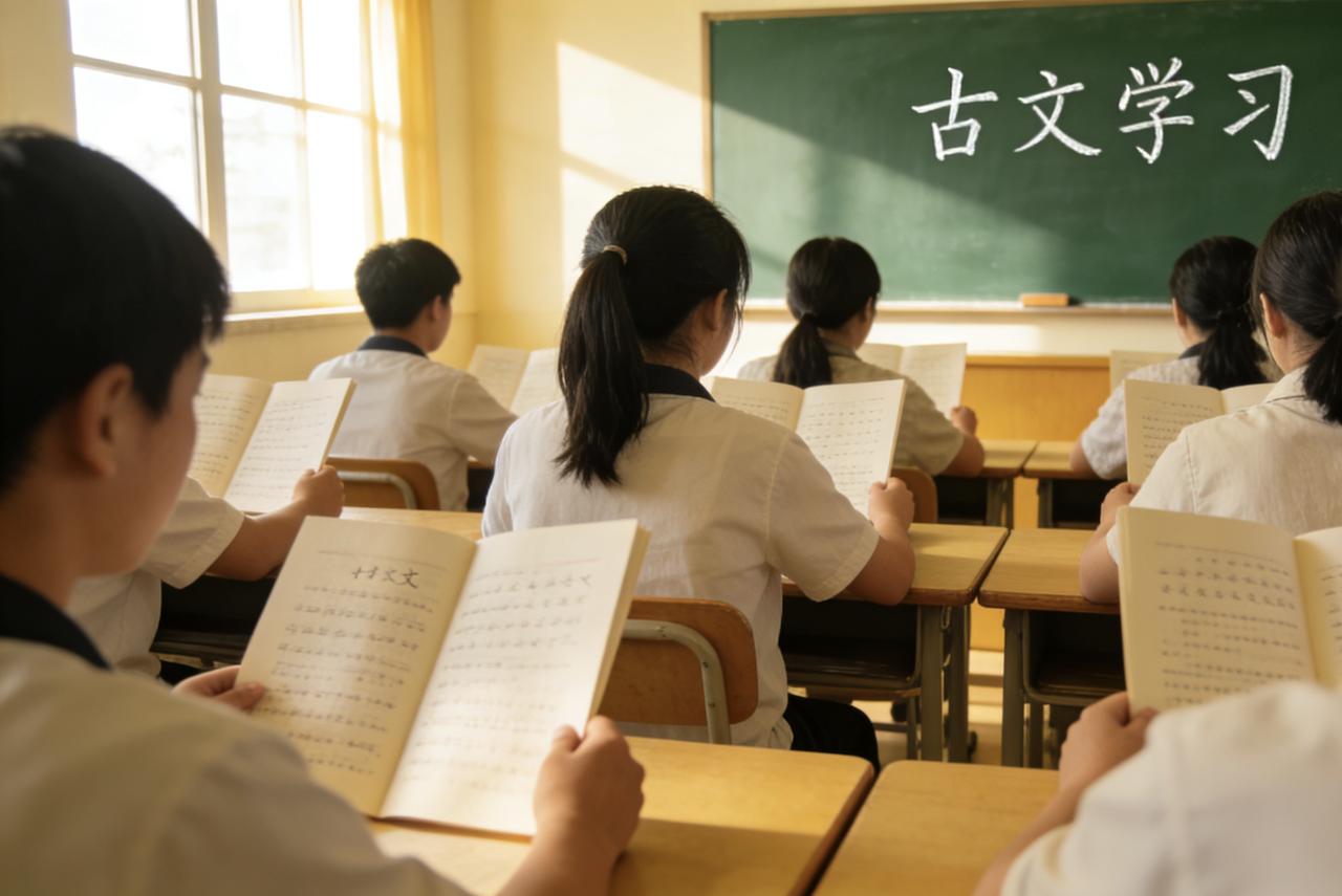 下午放学之后，办公室一位初三语文老师聊天，她说，现在初三开始古文（文言文）复习了