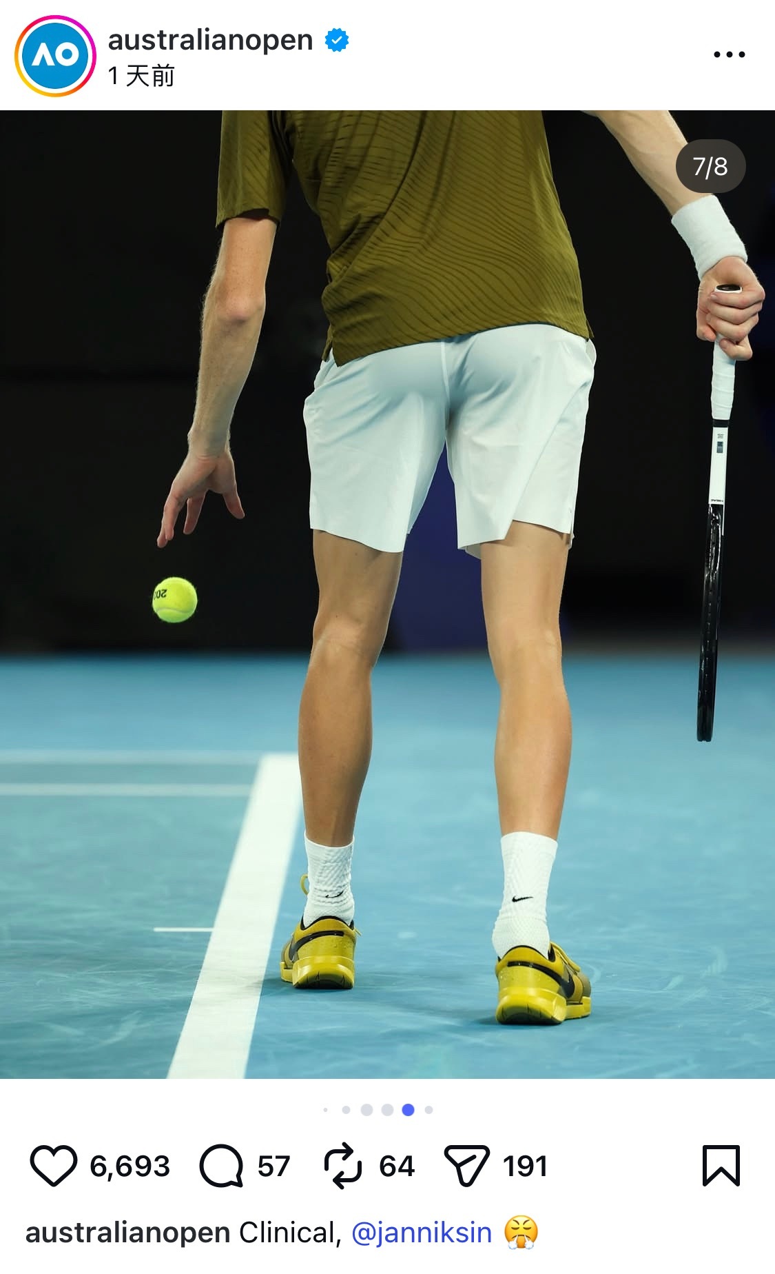 谁能不爱辛纳的蜜臀🍑澳网2026