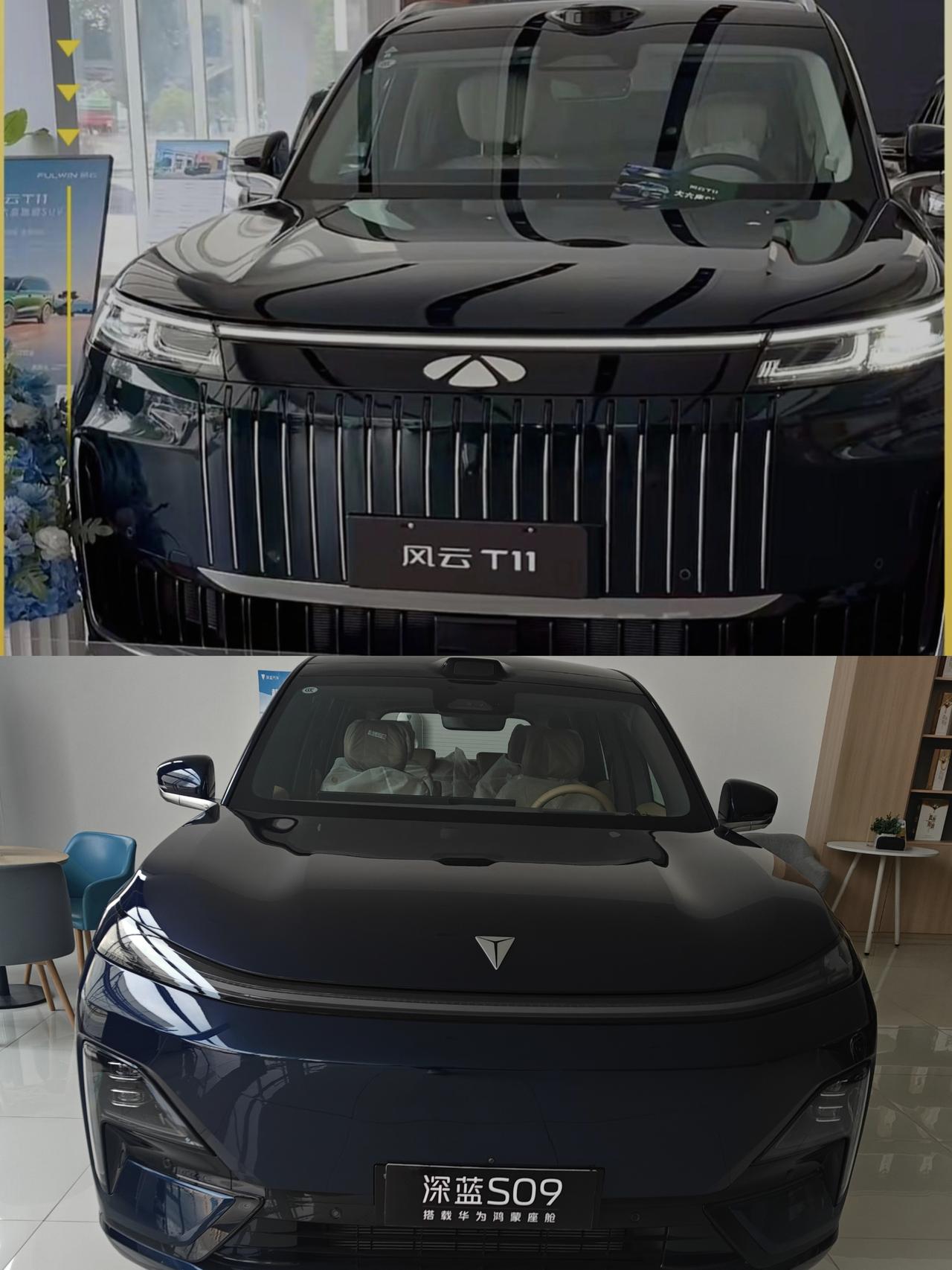 风云T11和深蓝S09这两台车都是新能源大六座SUV，并且都是增程的动力模式。这