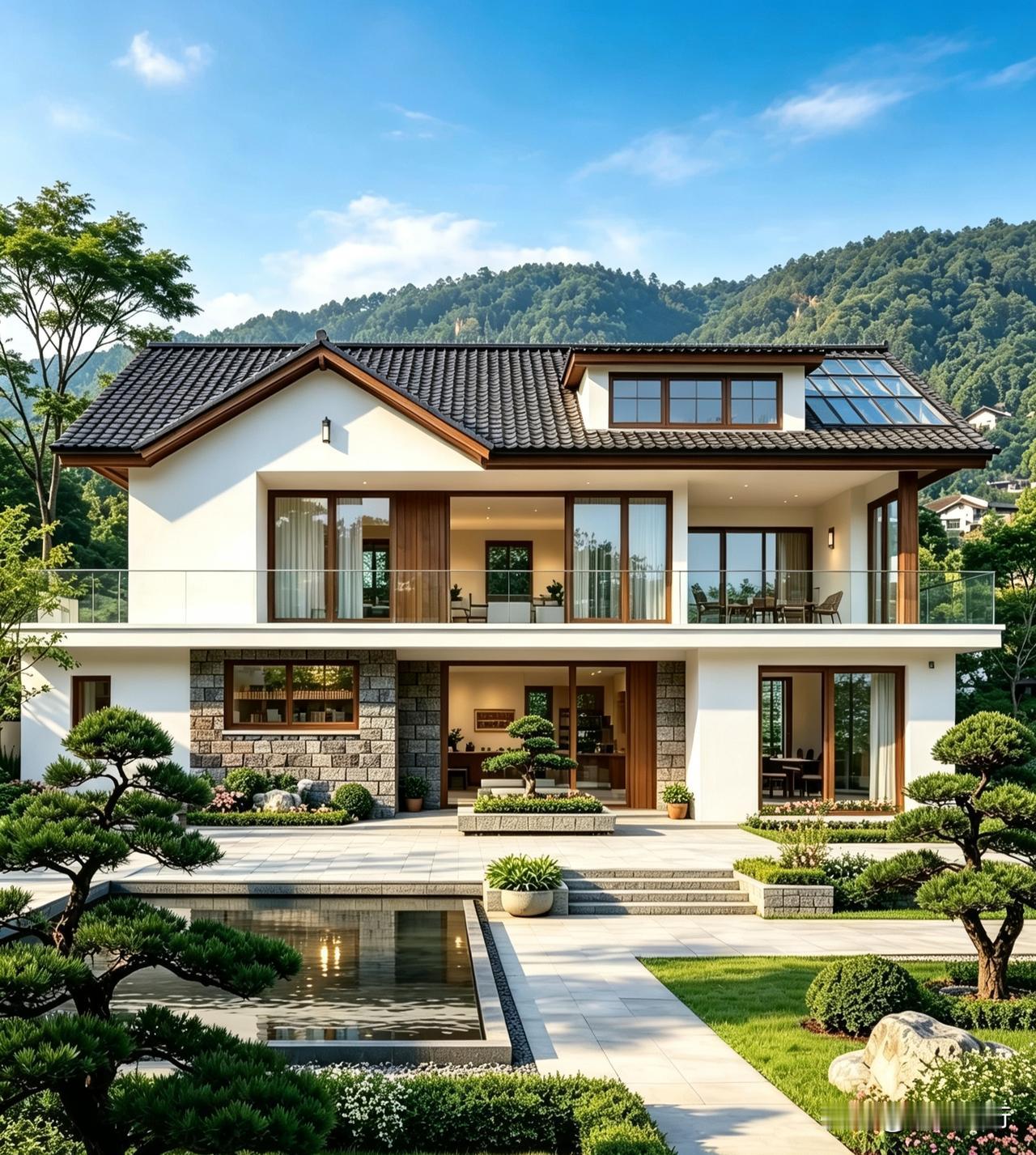 乡村自建房小别墅，清新自然时尚，适合乡村。二层带阁楼，居住结合自然，建造不一样