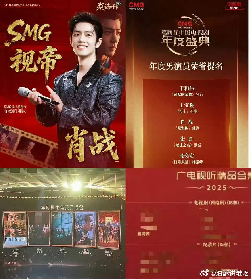 电视剧相关的奖肖战都有男主提名，而且不止图里总结的，从播完后每一个都提了