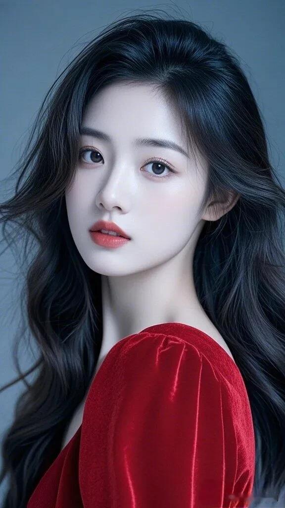 白缎露肩裙衬着清甜笑意，层叠珍珠颈链与钻饰耳坠相映。在夜色的温柔光晕里，歪头浅笑