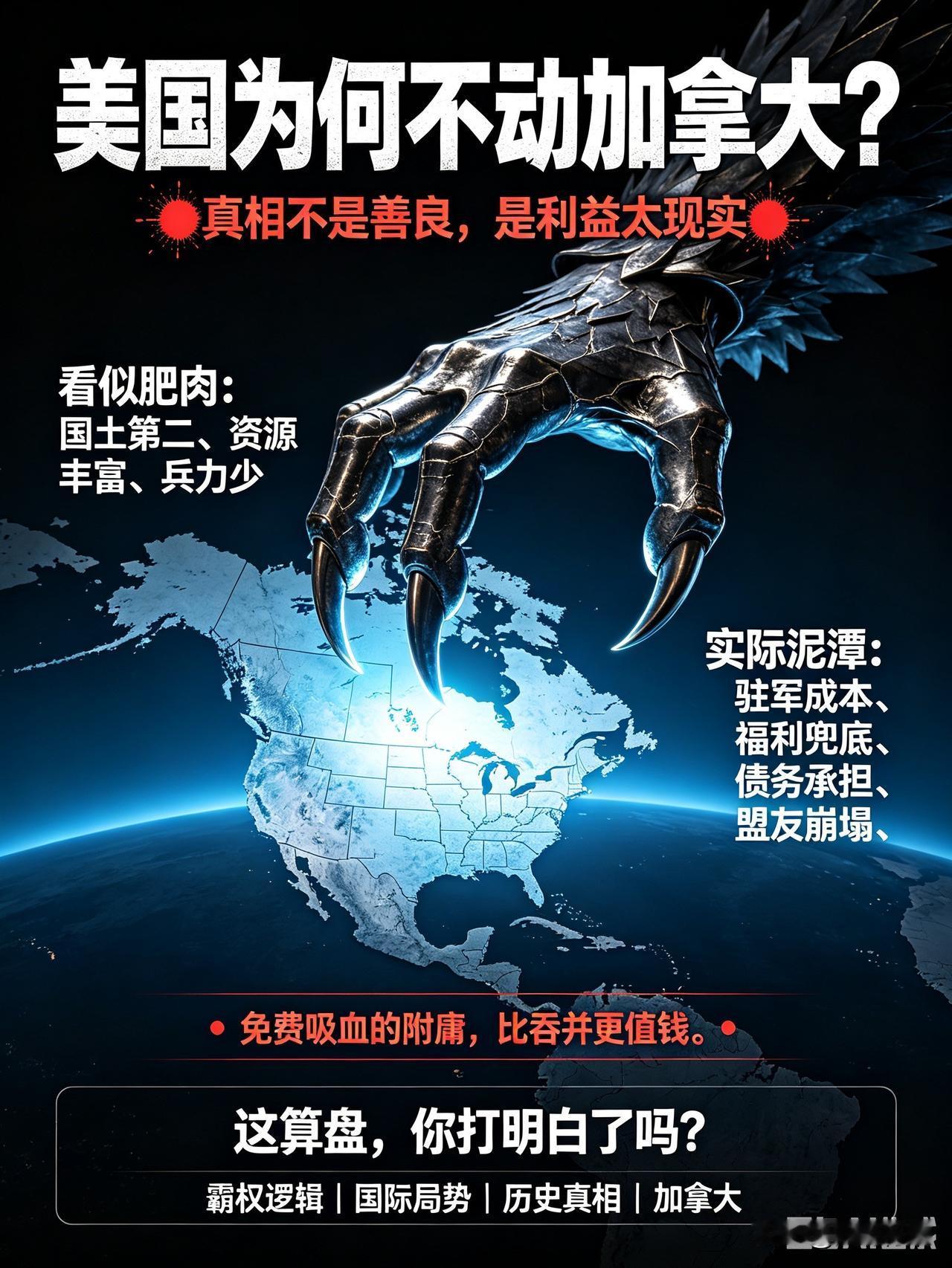 美国军力全球第一，为啥始终不敢吞并身边的加拿大？真相很现实很多人一直有个疑问