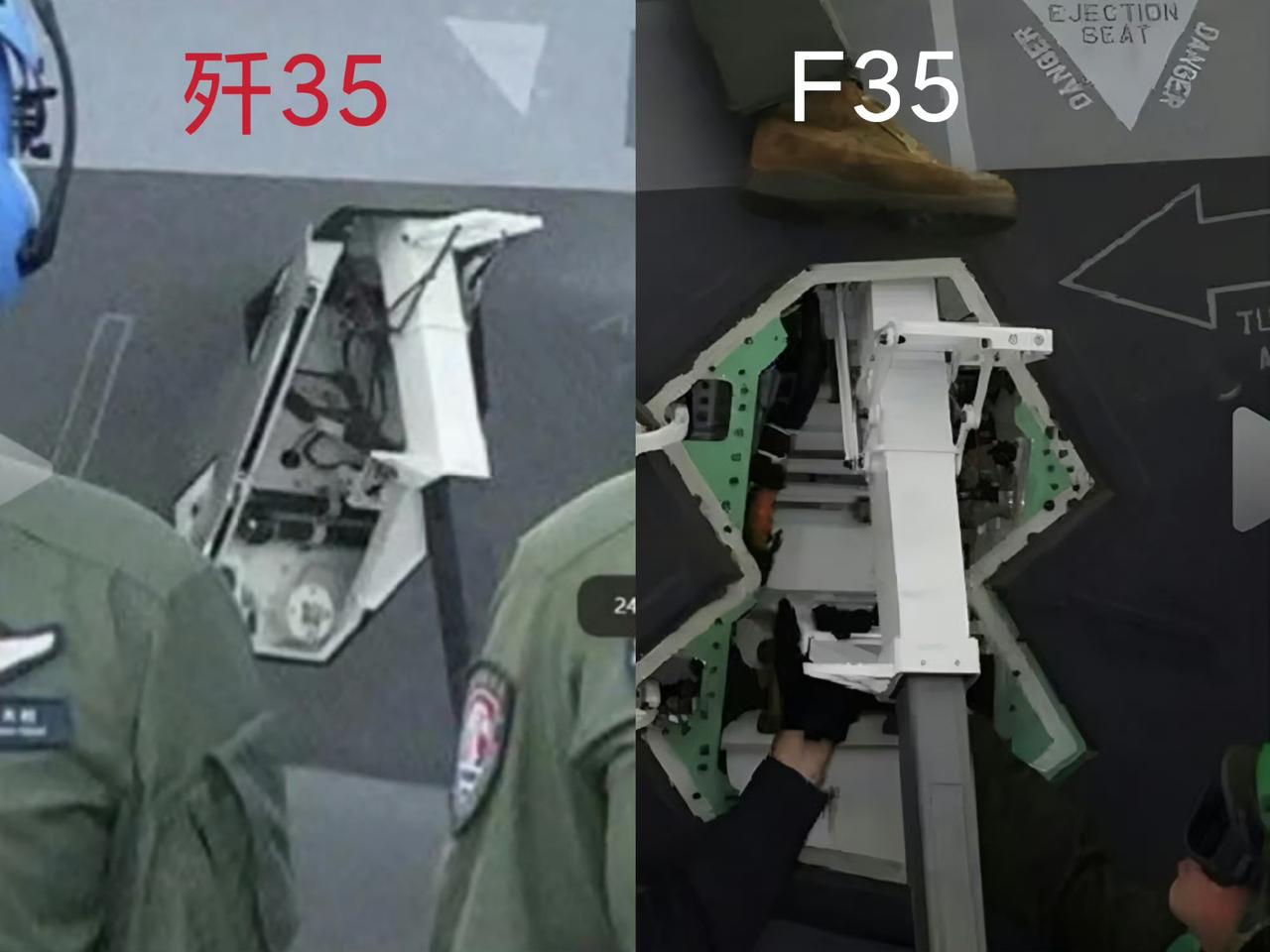 歼35与F35隐藏登机梯的特写对比​