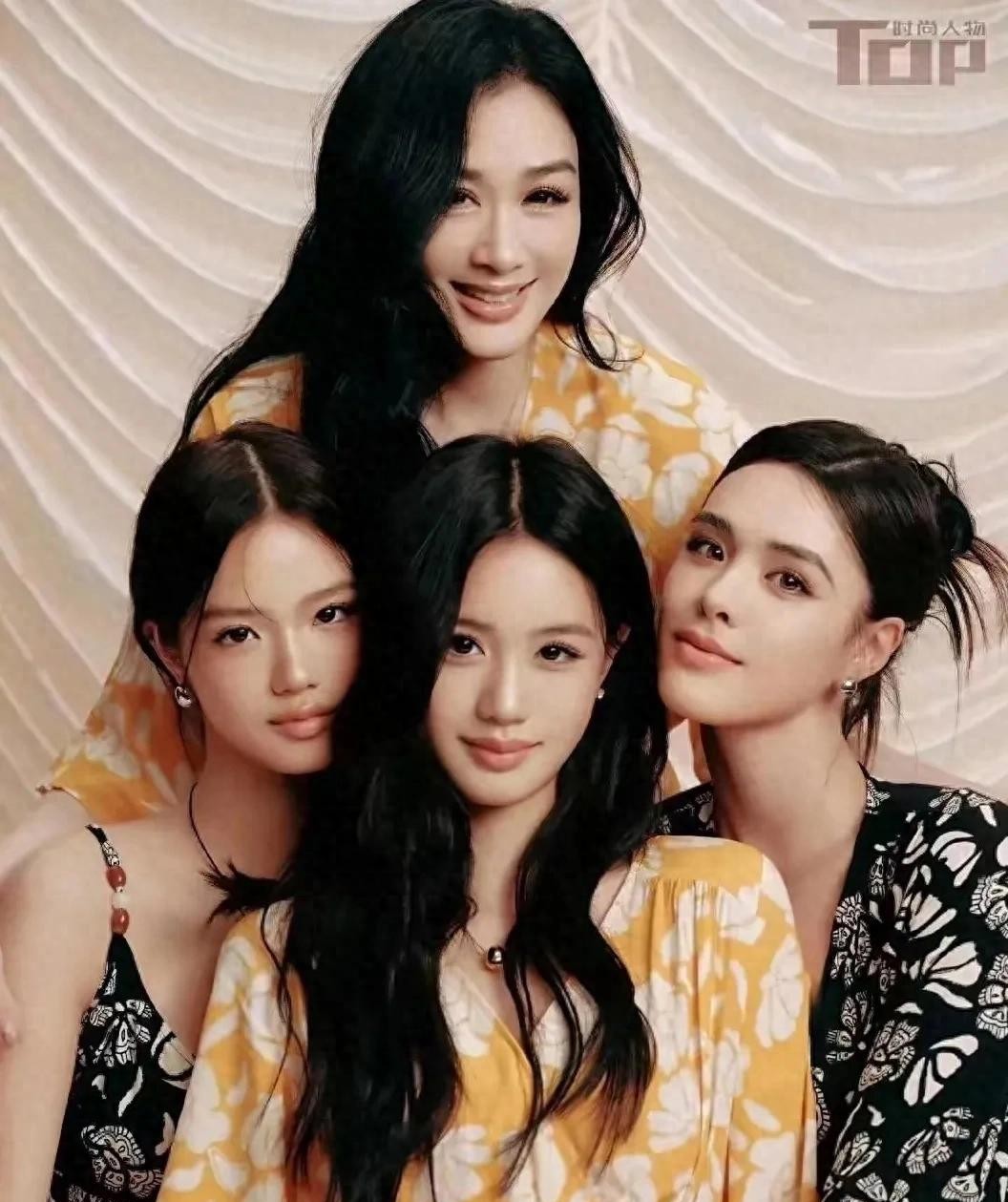 钟丽缇携四位女儿登杂志，每个人辨识度超高，各有各的美！