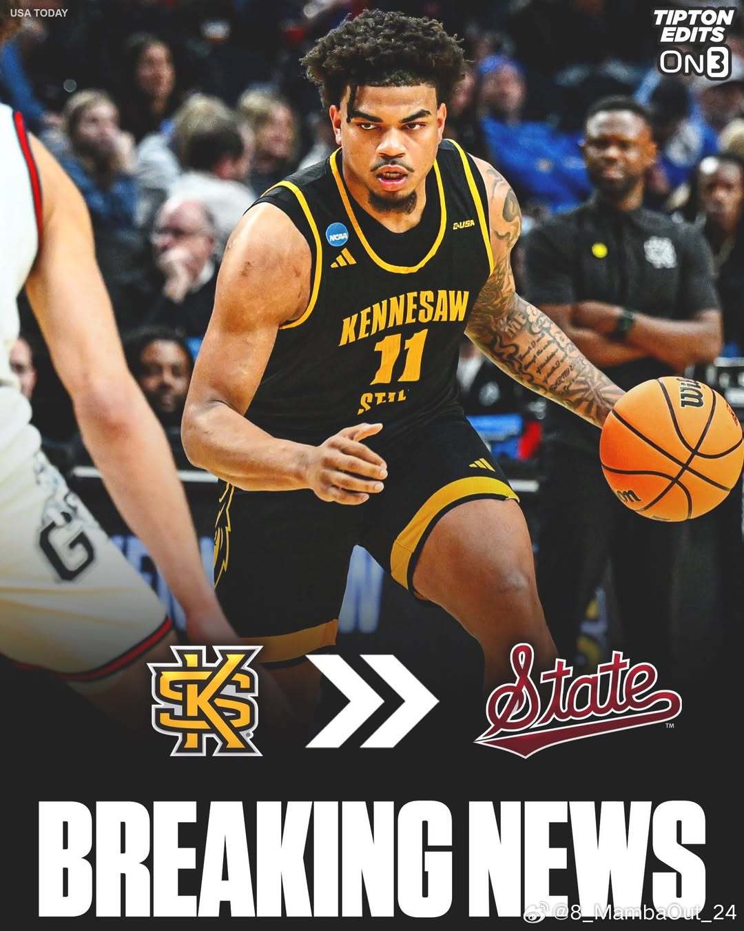 肯尼索州立大学后卫RJ·约翰逊(RJJohnson)转学加盟密西西比州立大学这