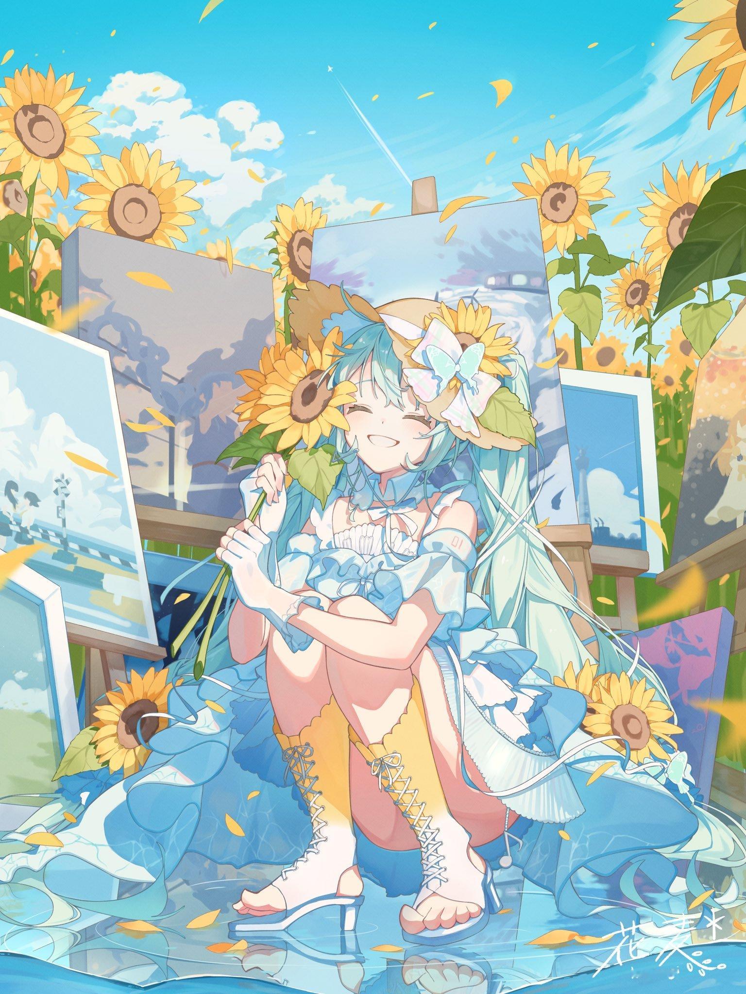 初音未来动漫真的好美啊我们miku酱宝宝.🤩绘：hanamugi_22​