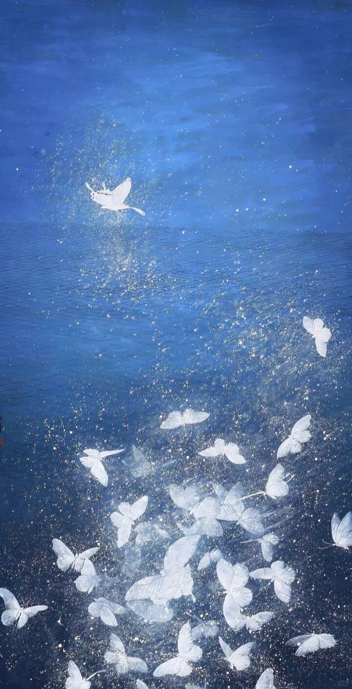 壁纸｜水与蝶无水印｜背景｜壁纸｜素材｜高清｜氛围感｜清新