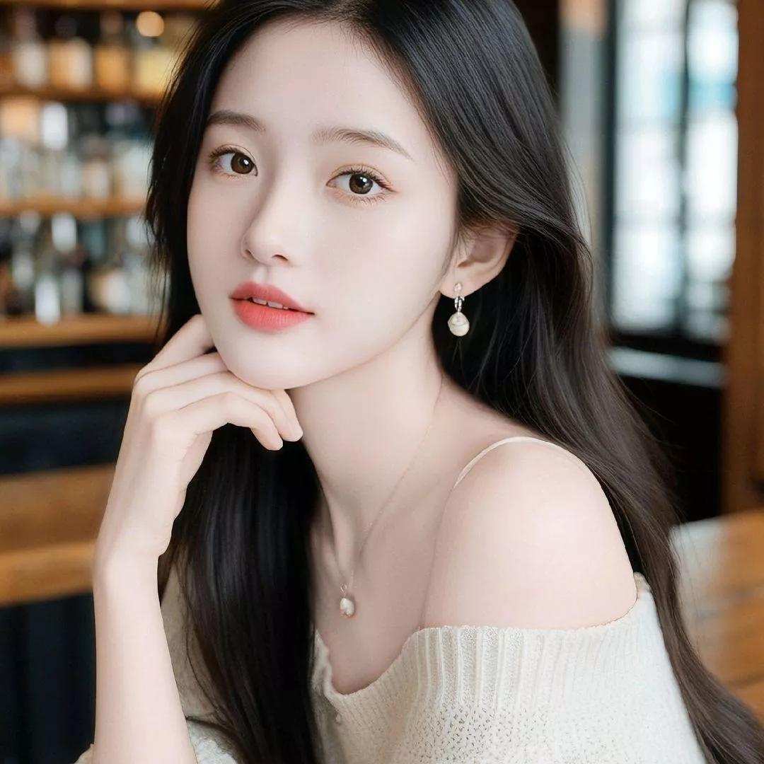 温柔似水的气质少女，在咖啡馆里静享时光。温柔咖啡店美女美女咖啡馆咖啡馆女神