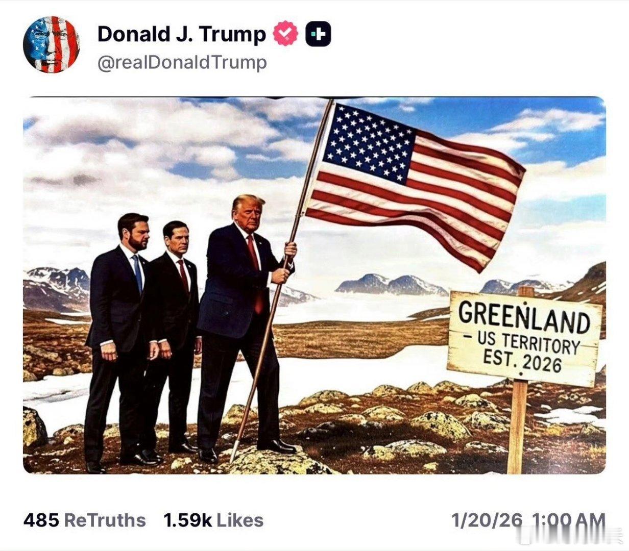 特朗普“疯狂”操作令盟友不安！当地时间20日凌晨，特朗普在其社交媒体连发两张图，