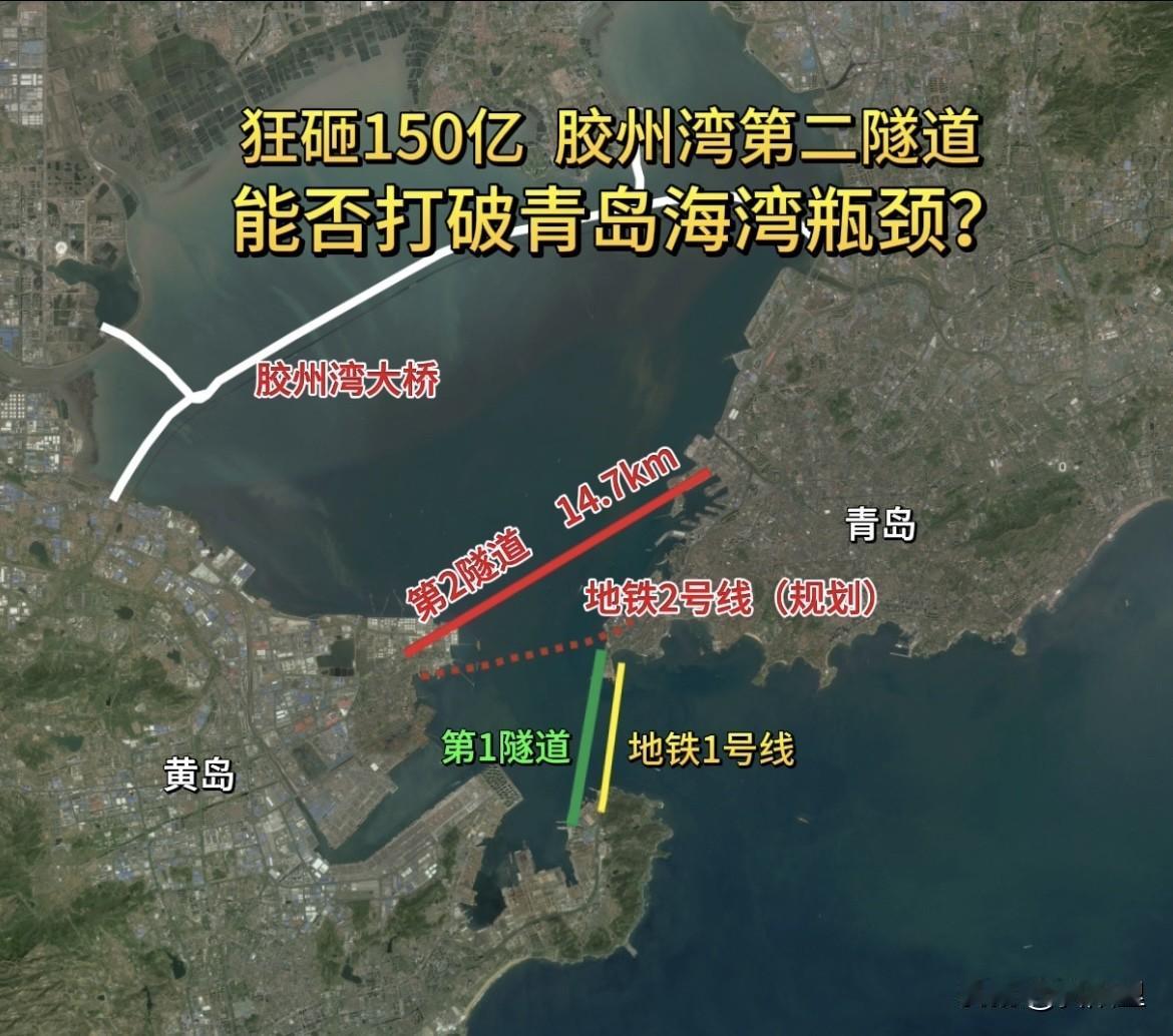 狂砸150亿，世界最长的海底公路隧道，能不能打通青岛海湾的交通瓶颈？胶州湾横亘城