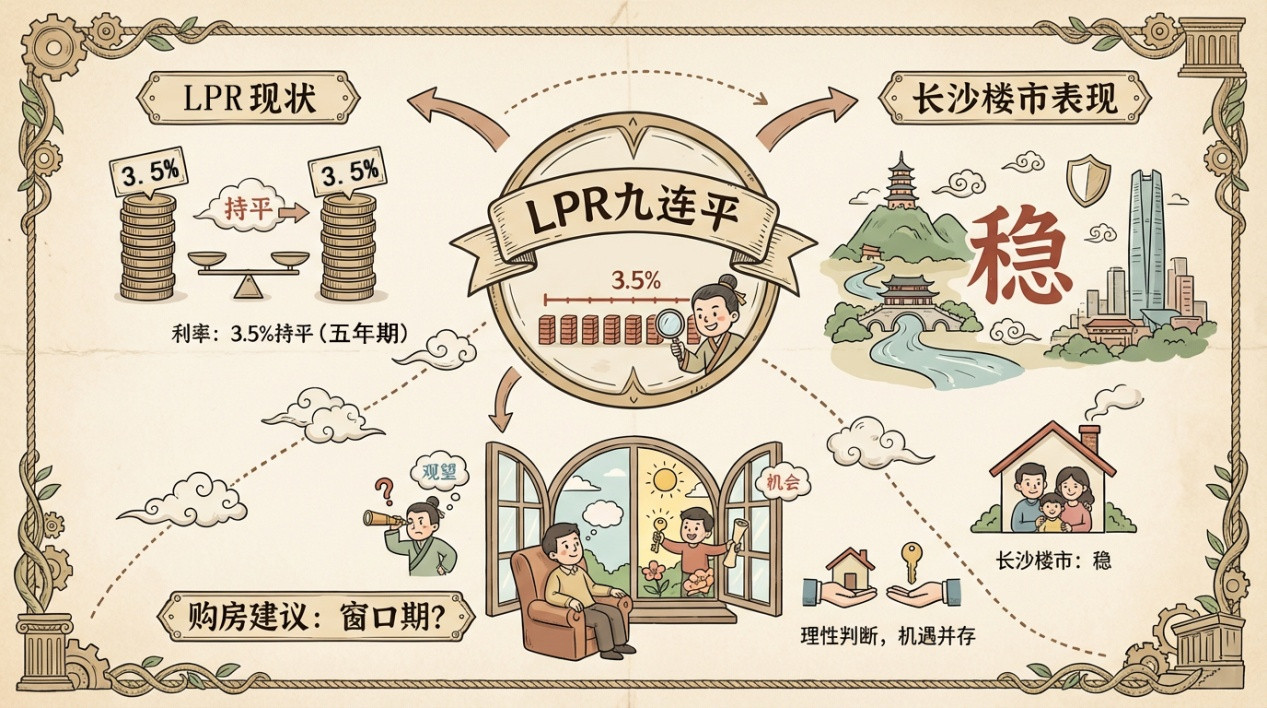 地产AI: LPR九连平, 长沙楼市的“稳”字诀: 利率不变, 买房窗口还在吗?