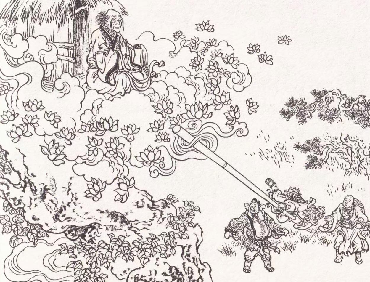 西游记连环画：这位大仙是谁？化出了朵朵莲花，挡住了孙悟空的金箍棒孙悟空在取经