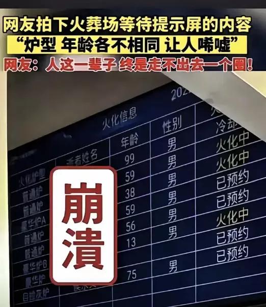 凌晨刷到微山殡仪馆的流水线清单，5分钟一炉，从41岁到92岁，像极了快递分拣站​