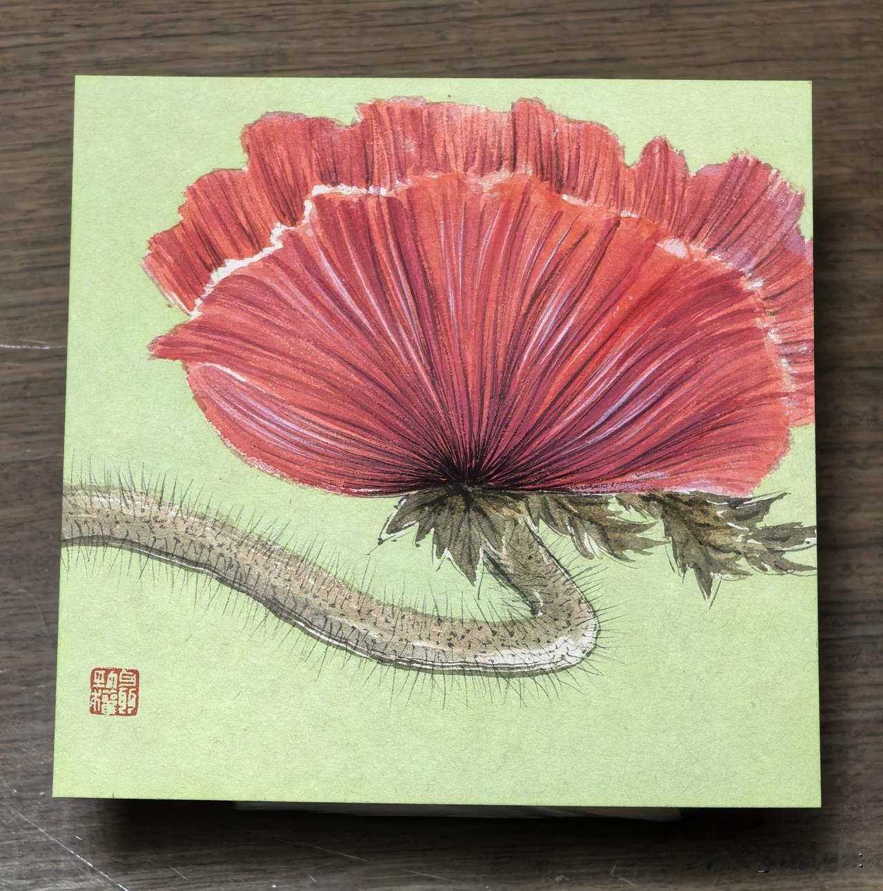 我的主业是摄影，但也喜欢画画，我很少画花卉，可以说几乎不画。但媳妇很喜欢花，逼我