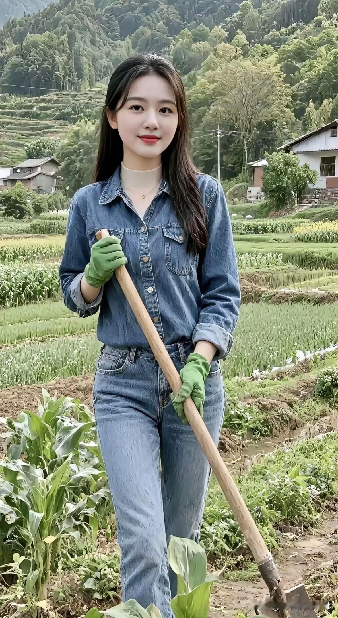 五律·归乡务农学成辞闹市，荷锄向野畴。青山环舍远，绿野入眸柔。朝理园中