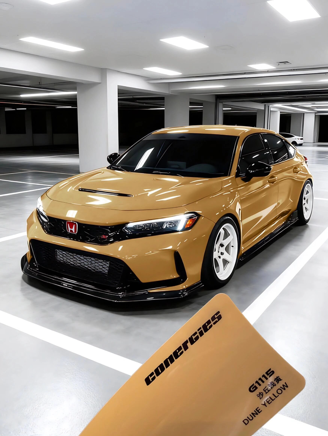 本田改的太帅了不敢出门思域不改不如推下海低饱和度的暖调黄，复古又高级搭配本