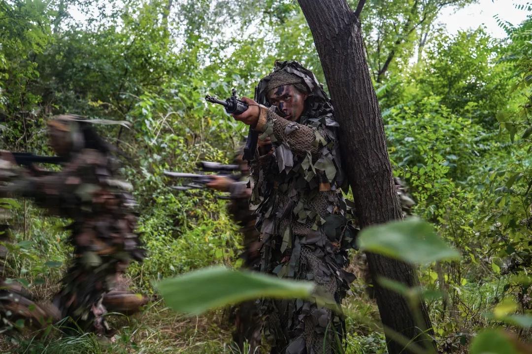狙击手们穿梭于山林间，战斗一触即发。狙击手侦察特种兵5700万退伍军人