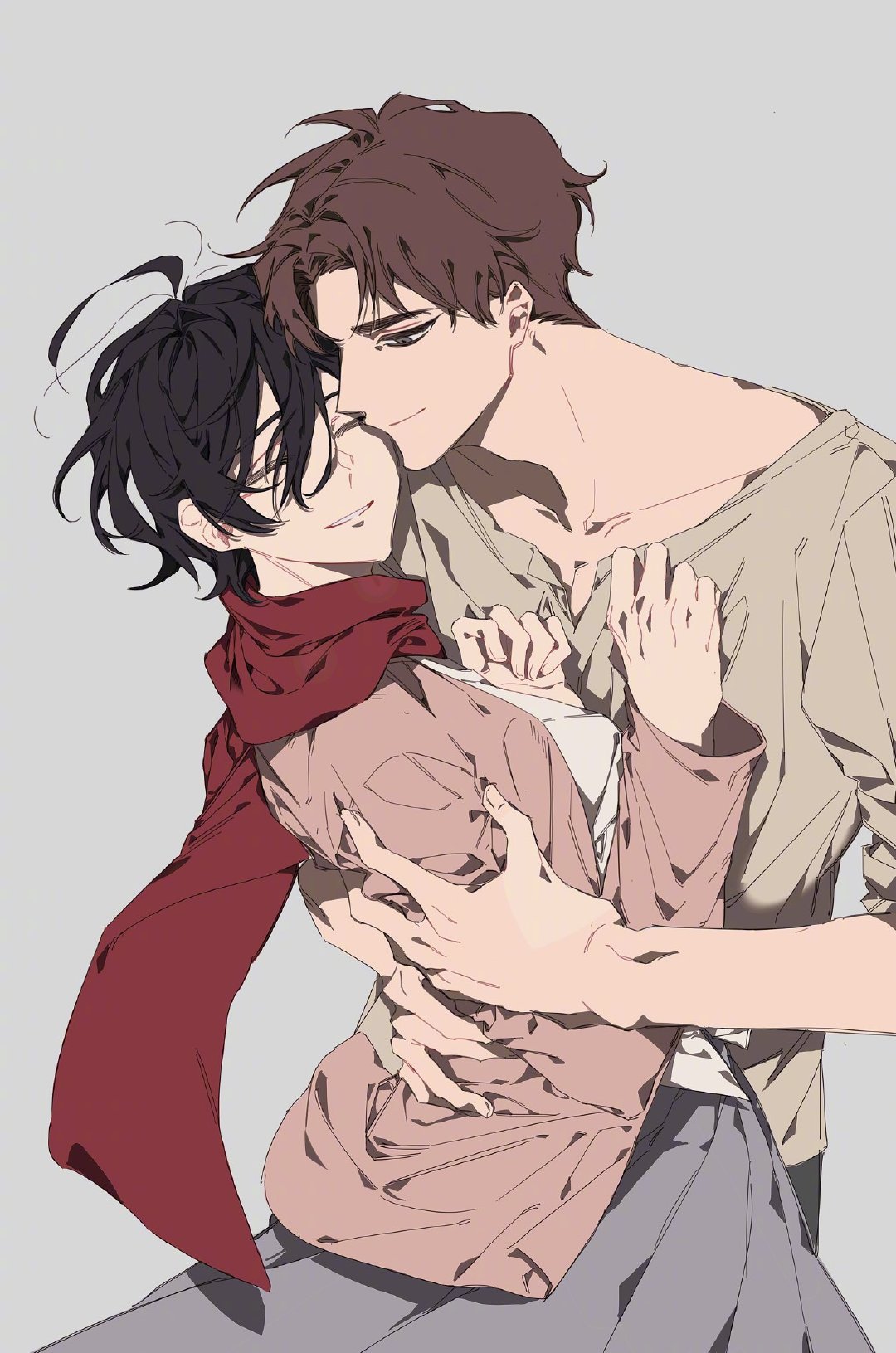 《进击的巨人》“命运”​艾伦&三笠（绘：shallwe_pudding）​​