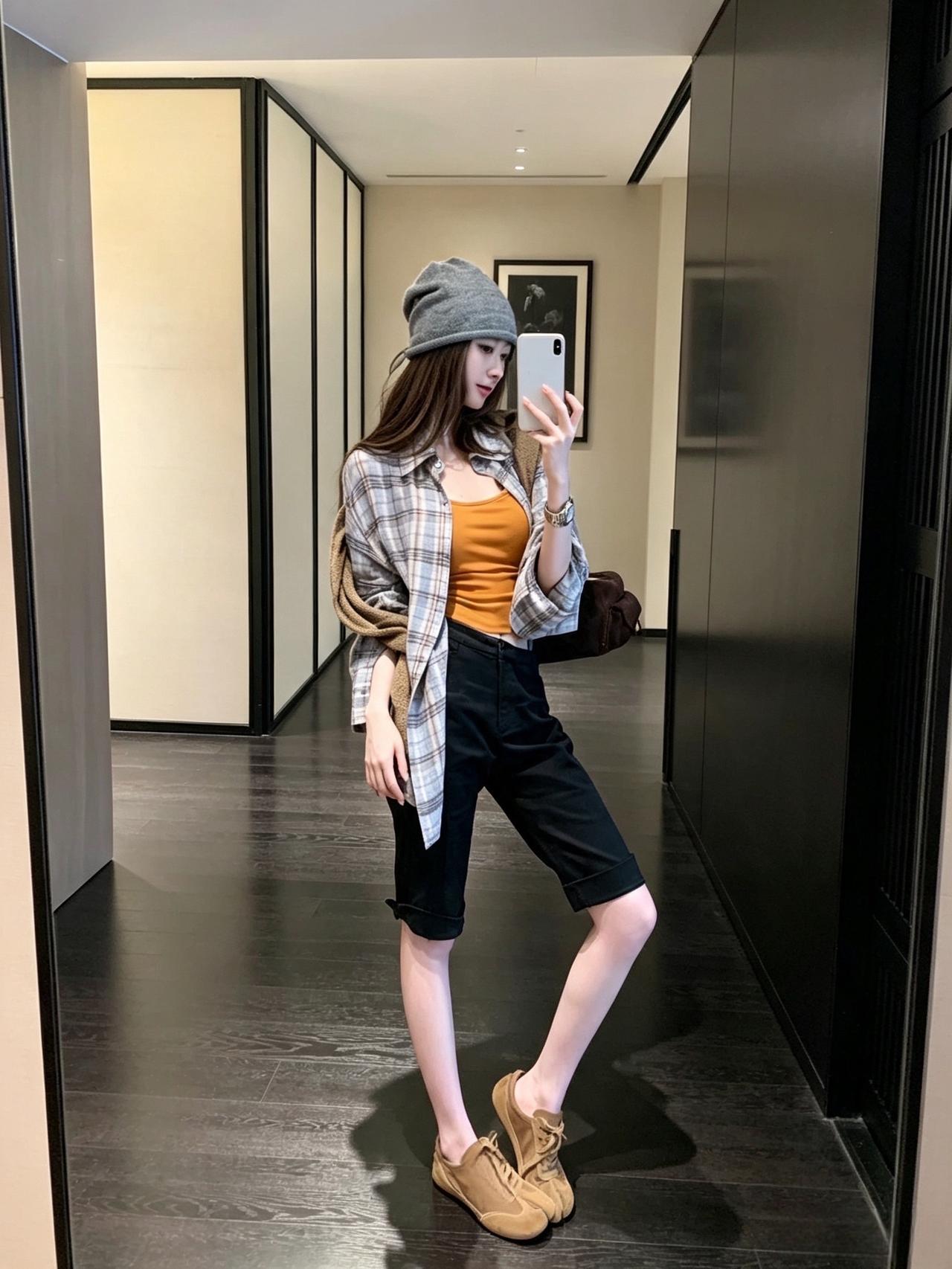 又飒又酷的慵懒风ootd松弛感氛围感穿搭格子衬衫