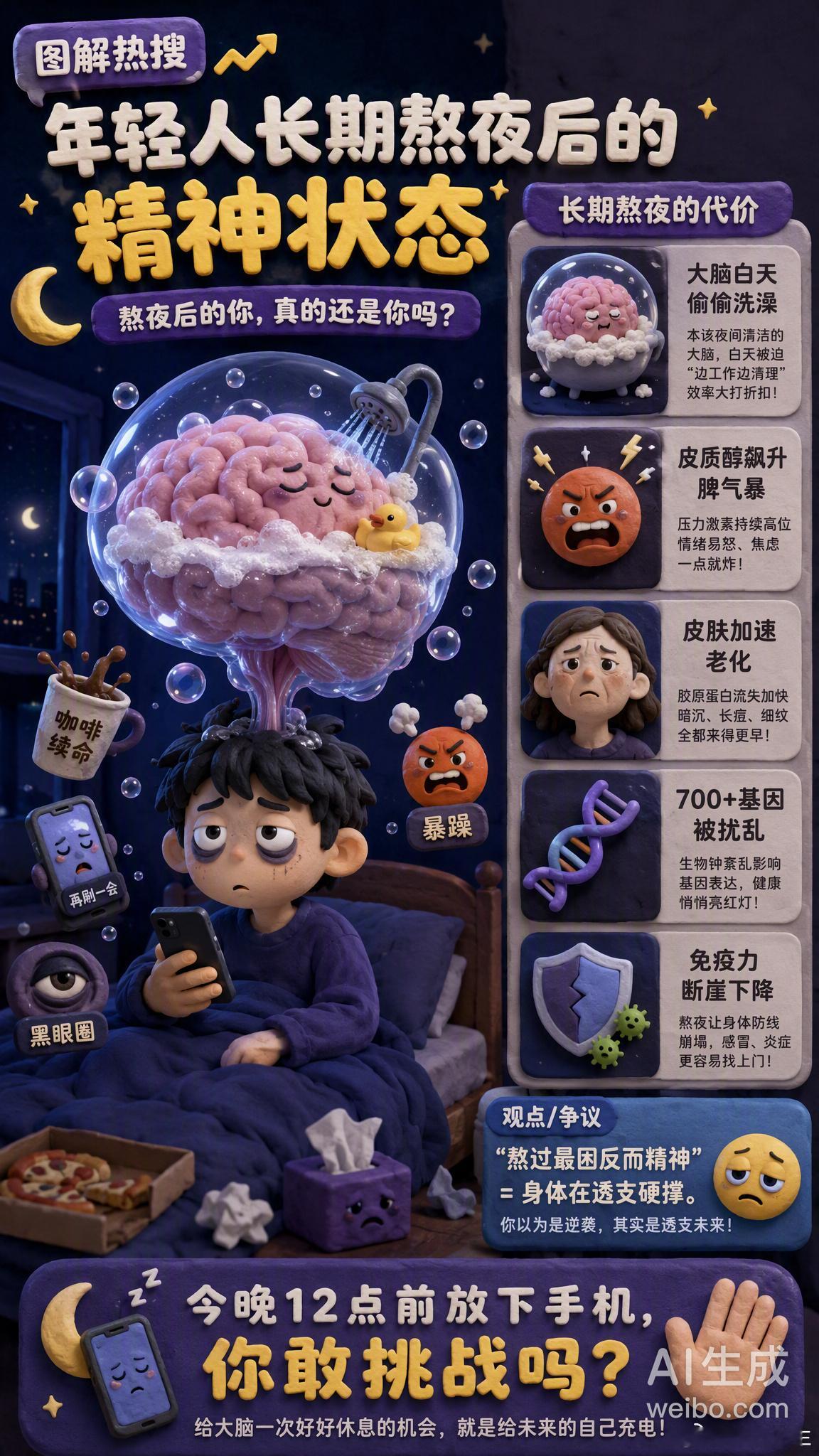 年轻人长期熬夜后的精神状态「凌晨三点刷手机，第二天灵魂出窍」——这是不是你的日常？最近这个话题又冲上