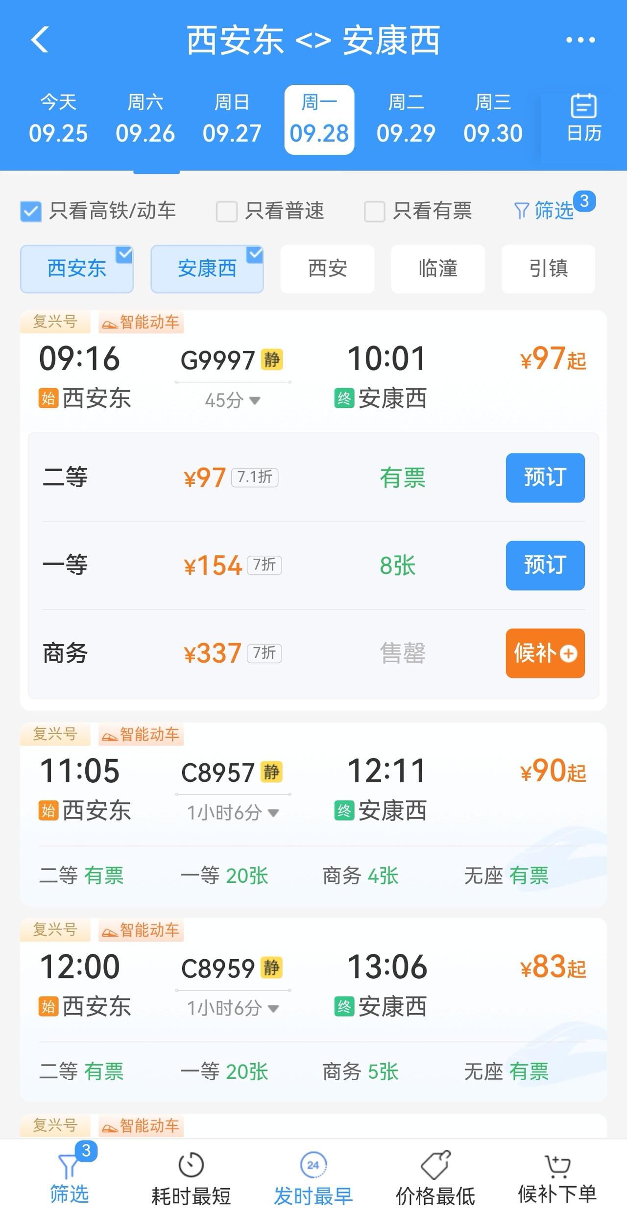 西康高铁相关列车车票正式发售，票价实施灵活折扣、差异化的市场化机制。以二等座为例