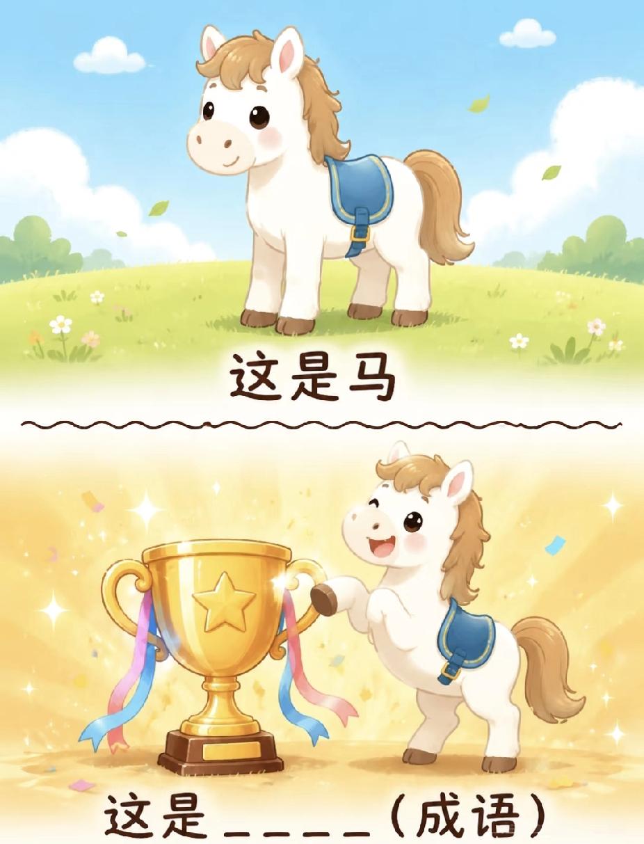 看图猜成语：马和奖杯，你能秒答对吗？