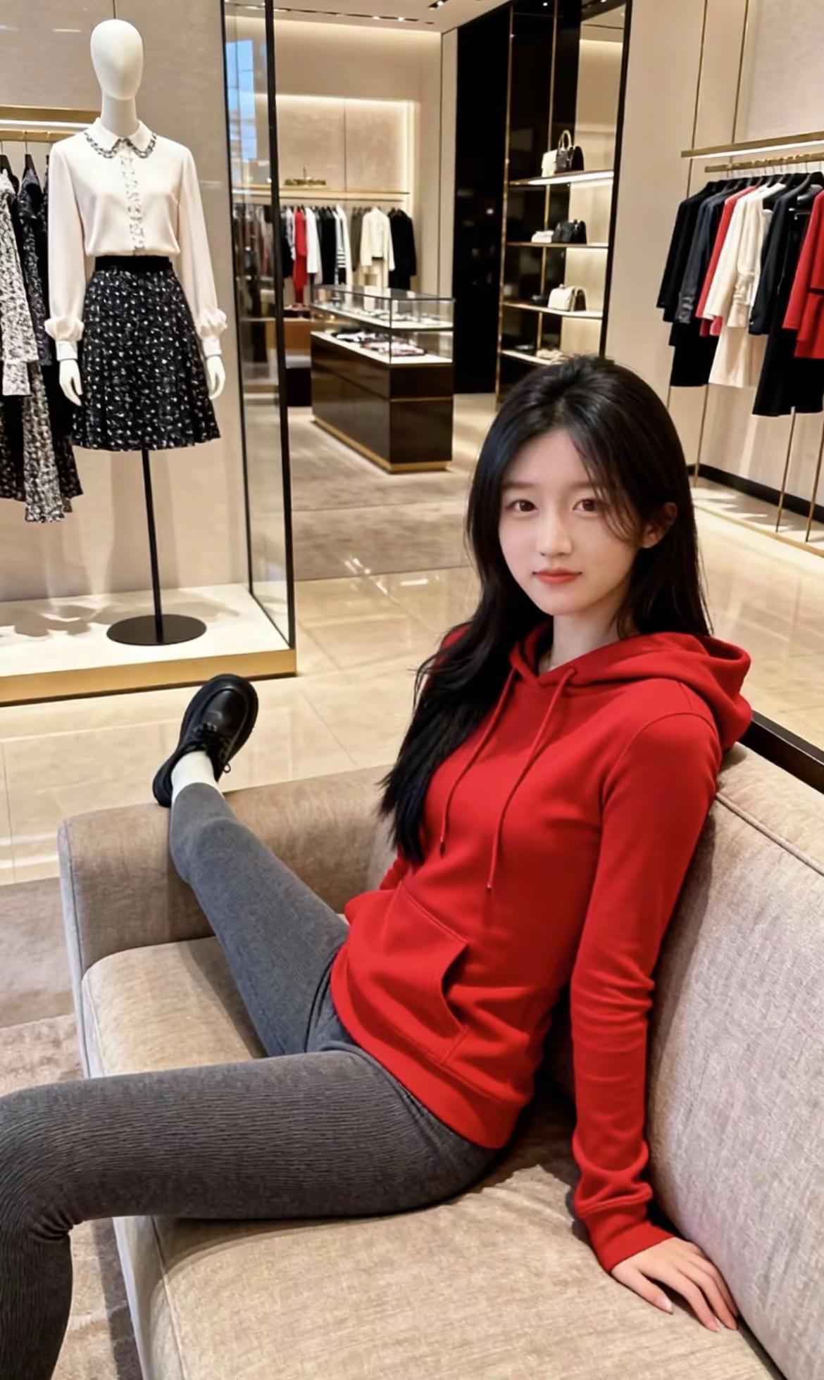 穿红色会显得脸小吗？今日穿搭日常穿搭瑜伽裤ootd穿搭