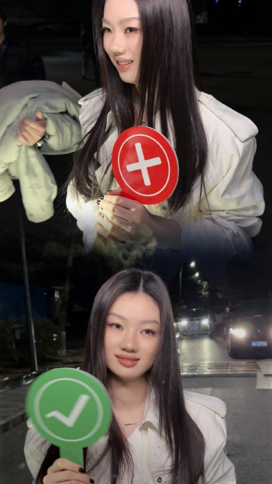 单依纯上班路透美晕！被问上班开不开心、舞台有没信心，全程举绿牌狂yes，萌出新