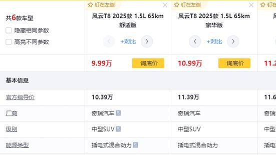 中型SUV, 插混动力, 优惠后不到10万, 百公里亏电油耗3.2L